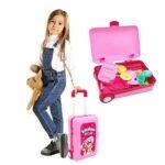 Anubhav Janni 2 in 1 Little Chef Trolley Kitchen Play Toy Set for Girls with Music Light in 1 Foldable Trolly and Carry case Set Pretend Luggage Kit Suitcase Trolley (Multicolor) (Pack Of 1) - Image 5