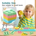 Anubhav Janni Puzzle Toys for Above 3 Year Old Boys Girls Toddlers Wooden Sorting Stacking Kids Preschool Educational Puzzle Set Angle Geometric Blocks Stacker Shape (Multicolor) - Image 5