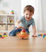 Anubhav Janni Flash Tops with LED Light and Sound Latu Lattu Push Launcher Spinner Top for Kids Spinning Toy (Pack of 1) (Cartoon Theme-A) - Image 4