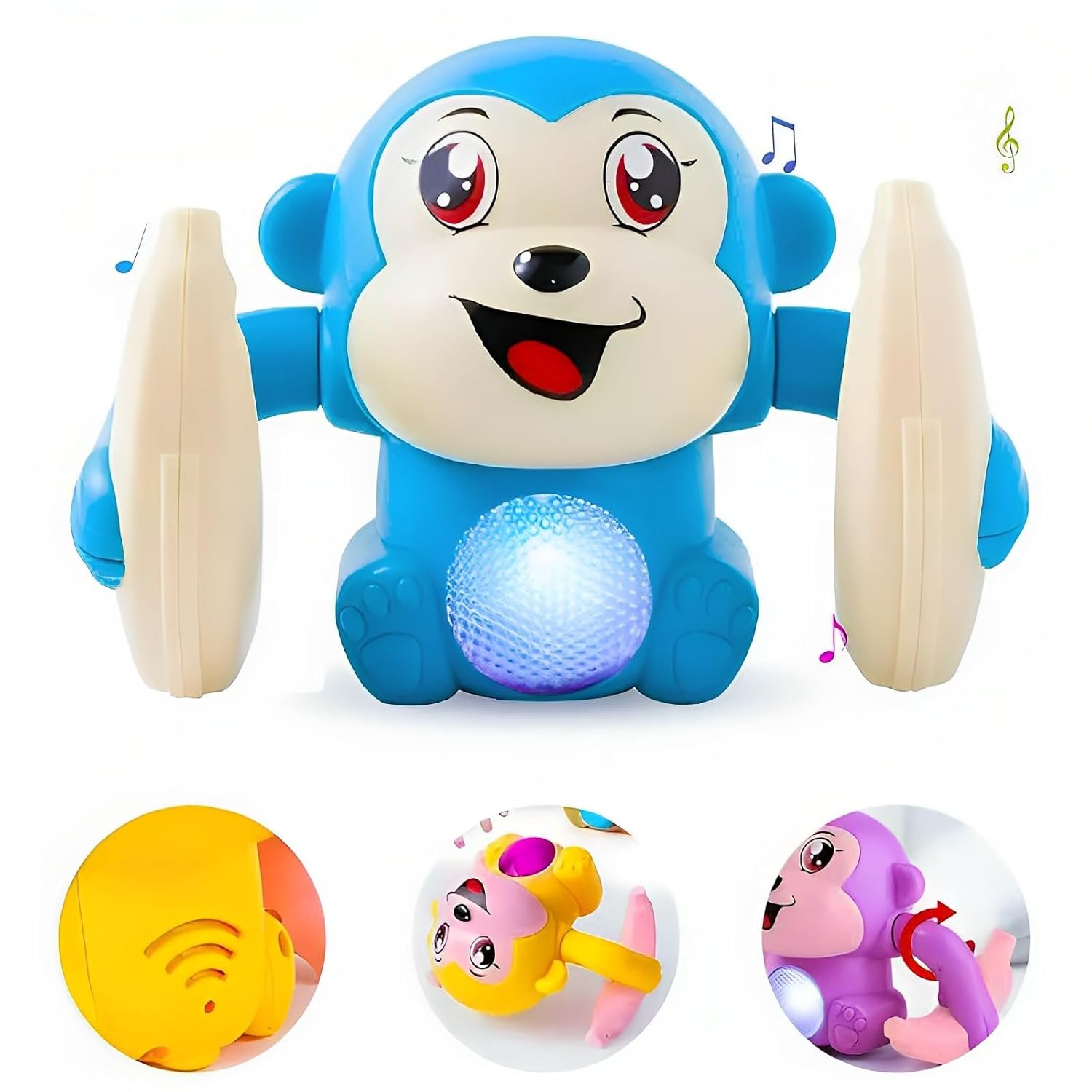 T For Trust Anubhav Janni Dancing Monkey Toy for Kids Rolling Banana Musical 360 Spinning Tumbling with Sound Light Voice Control Touch Sensor On Best Gift (Multicolor) (Pack Of 1Pcs) - Image 1