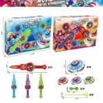 Anubhav Janni Metal Fusion Spinning Top Battle Set with Sword Launchers 4 Pack High Performance Gyroscopes 2 Burst and Ripcord Tools Ultimate Battling Game Toy for Kids (Multicolor)