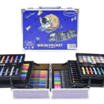 Anubhav Janni 133pcs 3 Layer Art Painting Trunk Set Drawing Kit with Crayons Oil Pastels Colored Pencil Deluxe Gift Suitcase Color Girls Boys Above 3 Years (Color And Design Sent As Per Stock)