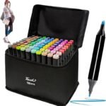 Anubhav Janni 120 Pcs Markers Color Pens Set Colour Marker Pen Art Dual Tip Brush Chisel Based for Drawing Sketching Colouring Illustration Non-Toxic Supplies With Carry Case Broad (Multicolor)