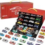Anubhav Janni 48 Pcs Pull Back Car Set with Container Storage Alloy Metal Vehicles Toy Mini Cars Drawers Foldable Road Map Play Mat Friction Powered Educational for Kids Boys Girls Pretend Toys