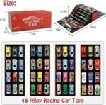 Anubhav Janni 48 Pcs Pull Back Car Set with Container Storage Alloy Metal Vehicles Toy Mini Cars Drawers Foldable Road Map Play Mat Friction Powered Educational for Kids Boys Girls Pretend Toys - Image 4
