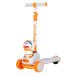 Anubhav Janni 3 Wheel Skate Scooter for Kids with Flashing Lights Music Two and Rear Break Three Step Adjustable Kick Boys Girls Brake Age Years (Multicolor) (Cartoon Character)