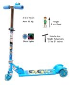 Anubhav Janni Toy Kid Set Plastic Foldable Scooter with Brake and Bell LED on Wheels Height Adjustable Runner Ride On 3 Wheeler for Boys Girls (Blue) - Image 3