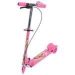 Anubhav Janni Toy Kid Set Plastic Foldable Scooter with Brake and Bell LED on Wheels Height Adjustable Runner Ride On 3 Wheeler for Boys Girls (Pink)
