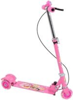 Anubhav Janni Toy Kid Set Plastic Foldable Scooter with Brake and Bell LED on Wheels Height Adjustable Runner Ride On 3 Wheeler for Boys Girls (Pink) - Image 2