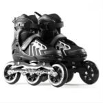Anubhav Janni Inline Speed Skates 3 Wheel Design Black and White Adjustable Adult Roller Blades Skates 3 Wheels Skating Shoes for Boys Girls 10 to 14 Age with Size Liner