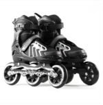 Anubhav Janni Inline Speed Skates 3 Wheel Design Black and White Adjustable Adult Roller Blades Skates 3 Wheels Skating Shoes for Boys Girls 10 to 14 Age with Size Liner