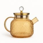 Anubhav Janni Heat Resistant Glass Teapot with Strainer Filter Infuser Clear Borosilicate Glass Tea Pot for Loose Leaf Herbal and Daily Brewing Use
