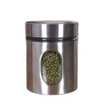 Anubhav Janni Clear Glass Steel Window Jars for Kitchen Storage Food Spices Canister Set Airtight with Leak-Proof Container Pulses Grains Tea Coffee Rice Snacks Spices