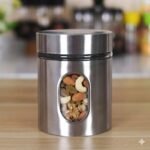 Anubhav Janni Clear Glass Steel Window Jars for Kitchen Storage Food Spices Canister Set Airtight with Leak-Proof Container Pulses Grains Tea Coffee Rice Snacks Spices - Image 3