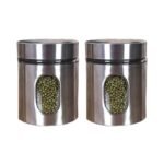 Anubhav Janni Clear Glass Steel Window Jars for Kitchen Storage Food Spices Canister Set Airtight with Leak-Proof Container Pulses Grains Tea Coffee Rice Snacks Spices - Image 6
