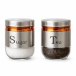 Anubhav Janni 300ml Round Glass Sealed Jars Kitchen Food Storage Containers Airtight Grain Storage Tanks Sugar and Tea Canisters (Pack of 2 Pcs)