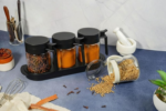 Anubhav Janni 3 Pcs Glass Jar Set Transparent Condiment Container for Chutney Achar Masala Sauces Dry Fruits Mukhwas Kitchen Storage Serving Set - Image 4