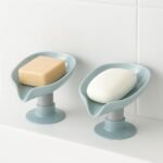 Anubhav Janni Suction Cup Soap Holder  for Bathroom Shower Sink Bathtub Leaf Shape (Pack Of 2 Pcs)