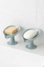 Anubhav Janni Suction Cup Soap Holder  for Bathroom Shower Sink Bathtub Leaf Shape (Pack Of 2 Pcs)