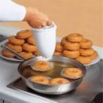 Anubhav Janni MeduVada Maker Plastic 1 Pcs Steel Momo Maker Medu Vada Bhajiya & Fritters Scoop 2 in 1 Puri Press Machine Kitchen Tool for Snacks Poori Momos Pakora Making - Image 2