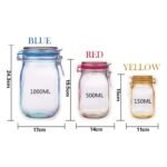 Anubhav Janni Jar Ziplock Bags Storage  3 Pcs Ziplock Bags for Fridge Storage Bottle Shape Storage Pouch Mason Jar Bottle Bags Plastic Storage Pouch - Image 2