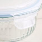 Anubhav Janni Lunch Box Round 370ml Pack 1 Pcs Glass Container with Sealing Cover Portable Microwave Heating kitchen Cooking Dessert Baking clear Bowl Bulk Sale Strip Design - Image 4