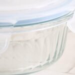 Anubhav Janni Lunch Box Round 370ml Pack 1 Pcs Glass Container with Sealing Cover Portable Microwave Heating kitchen Cooking Dessert Baking clear Bowl Bulk Sale Strip Design - Image 6