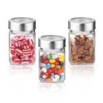 Anubhav Janni Sqaure Jar 340ml 3pcs Cube Storage Containers Glass Jar with Air Tight Steel Lid Transparent Jars for Snacks Pulses Masala Pickles Cereals Cookies Dry Food - Image 5