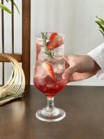 Anubhav Janni Frozen Dessert Wine Glass 6 pcs Beer Mug Elegant Stemmed for Smoothies Champagne Juice Cocktails Mocktails Mixed Drink Uses Home Office Bar Casino Party - Image 3