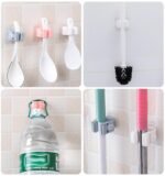 Anubhav Janni Broom Mop Holder (Pack Of 6 Pcs) Self Adhesive Hooks Wiper Wall Plastic Waterproof Multicolour for Bathroom Kitchen Multipurpose - Image 2