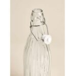 Anubhav Janni Swing Cap Round 550ml 1 Pcs Glass Water Bottle with Flip Top Lid Ribbed Design Airtight Closure Reusable Storage Container Clear White for Beverages Homemade Drinks - Image 5