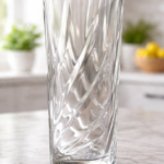 Anubhav Janni Vase 10 inch Luxury Spiral Cut Glass Flower Vase Elegant Geometric Crystal Clear Decorative Pot for Living Room Dining Table and Office Decor Ideal for Gifting