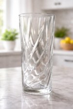Anubhav Janni Vase 10 inch Luxury Spiral Cut Glass Flower Vase Elegant Geometric Crystal Clear Decorative Pot for Living Room Dining Table and Office Decor Ideal for Gifting