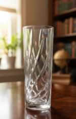 Anubhav Janni Vase 10 inch Luxury Spiral Cut Glass Flower Vase Elegant Geometric Crystal Clear Decorative Pot for Living Room Dining Table and Office Decor Ideal for Gifting - Image 2