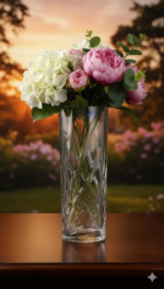 Anubhav Janni Vase 10 inch Luxury Spiral Cut Glass Flower Vase Elegant Geometric Crystal Clear Decorative Pot for Living Room Dining Table and Office Decor Ideal for Gifting - Image 4
