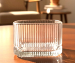 Anubhav Janni Serving Bowl Square 4 Inch 6 Pcs Set Ribbed Glass Rectangular Bowl Clear Textured Serving Dish for Desserts Snacks and Home Decor - Image 2
