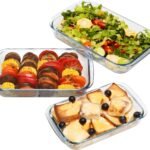 Anubhav Janni Backing Dish Rectangular 3 pcs Borosilicate Glass Baking Set Oven Safe Microwave Freezer Friendly Transparent Tray Heat Resistant for Cakes Pasta Container Kitchen