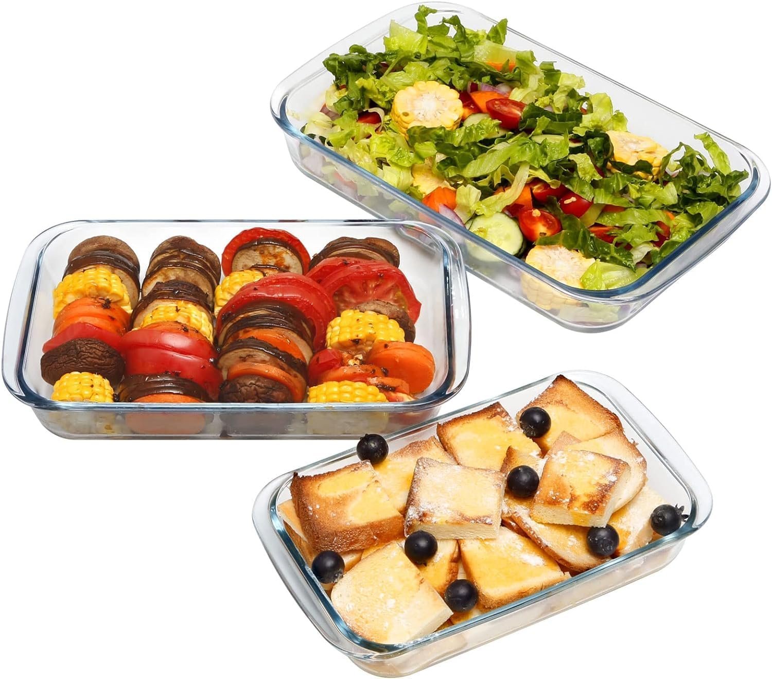 Anubhav Janni Backing Dish Rectangular 3 pcs Borosilicate Glass Baking Set Oven Safe Microwave Freezer Friendly Transparent Tray Heat Resistant for Cakes Pasta Container Kitchen Anubhav Janni Backing Dish Rectangular 3 pcs Borosilicate Glass Baking Set Oven Safe Microwave Freezer Friendly Transparent Tray Heat Resistant for Cakes Pasta Container Kitchen - Image 1