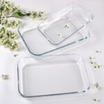 Anubhav Janni Backing Dish Rectangular 3 pcs Borosilicate Glass Baking Set Oven Safe Microwave Freezer Friendly Transparent Tray Heat Resistant for Cakes Pasta Container Kitchen - Image 2