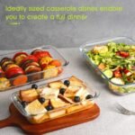 Anubhav Janni Backing Dish Rectangular 3 pcs Borosilicate Glass Baking Set Oven Safe Microwave Freezer Friendly Transparent Tray Heat Resistant for Cakes Pasta Container Kitchen - Image 5