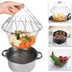 Anubhav Janni Chef Basket 1 Pcs Frying  Stainless Steel Foldable Cooking French Fries Kitchen Tool and Flexible Utensil Blossom Cook for Deep Fry Rinse Frying