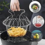 Anubhav Janni Chef Basket 1 Pcs Frying Stainless Steel Foldable Cooking French Fries Kitchen Tool and Flexible Utensil Blossom Cook for Deep Fry Rinse Frying - Image 2