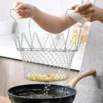 Anubhav Janni Chef Basket 1 Pcs Frying Stainless Steel Foldable Cooking French Fries Kitchen Tool and Flexible Utensil Blossom Cook for Deep Fry Rinse Frying - Image 8