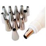 Anubhav Janni Cake Decorator Nozzel 12 Piece Stainless Steel Icing Decoration Tool Set Reusable & Washable Frosting Piping Bag Coupler Tips with Nozzles - Image 4