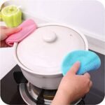 Anubhav Janni Silicon Scrubber (Pack Of 2 Pcs) Silicone Dish Food Grade BPA Free Sponge Brush Reusable Rubber Cleaning Pad for Kitchen Dishes Pots Fruits  Vegetables Dishwasher Safe - Image 3