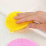 Anubhav Janni Silicon Scrubber (Pack Of 2 Pcs) Silicone Dish Food Grade BPA Free Sponge Brush Reusable Rubber Cleaning Pad for Kitchen Dishes Pots Fruits  Vegetables Dishwasher Safe - Image 4