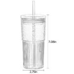 Anubhav Janni Sipper Tumbler Lining Big 600ml Glass Mason with Lid Straw Leakproof Reusable Drinking Cup for Juice Iced Coffee Tea Cold Beverages Ribbed Lids Aesthetic Mug Bottle (Pack of 1) - Image 3