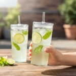 Anubhav Janni Sipper Tumbler Lining Big 600ml Glass Mason with Lid Straw Leakproof Reusable Drinking Cup for Juice Iced Coffee Tea Cold Beverages Ribbed Lids Aesthetic Mug Bottle (Pack of 1) - Image 6