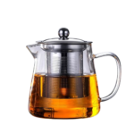 Anubhav Janni Green Tea Kettle Triangle Stainer 550ml Glass Teapot with Removable Infuser Stovetop Microwave Safe Borosilicate Clear Large Blooming Loose Leaf Maker Set pot for Gas Stove Milk