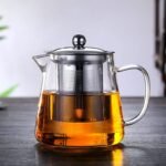 Anubhav Janni Green Tea Kettle Triangle Stainer 550ml Glass Teapot with Removable Infuser Stovetop Microwave Safe Borosilicate Clear Large Blooming Loose Leaf Maker Set pot for Gas Stove Milk - Image 2